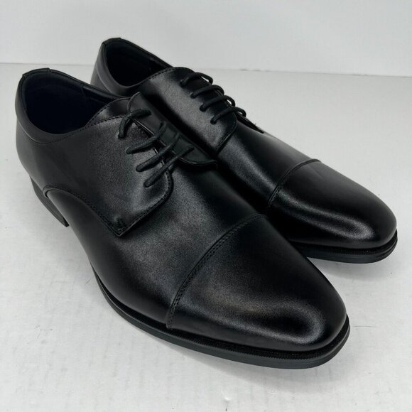 Van Heusen Mens TRKW Black Oxford Leather Almond Toe Size 10.5W Dress Shoes main image 5